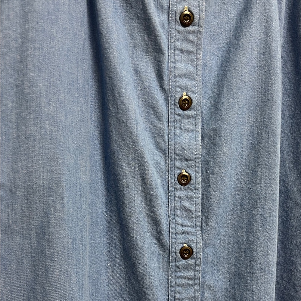 Napa Valley Vintage Denim Blue Midi Skirt Pink Plaid Patchwork Accents Buttons M - Picture 4 of 8